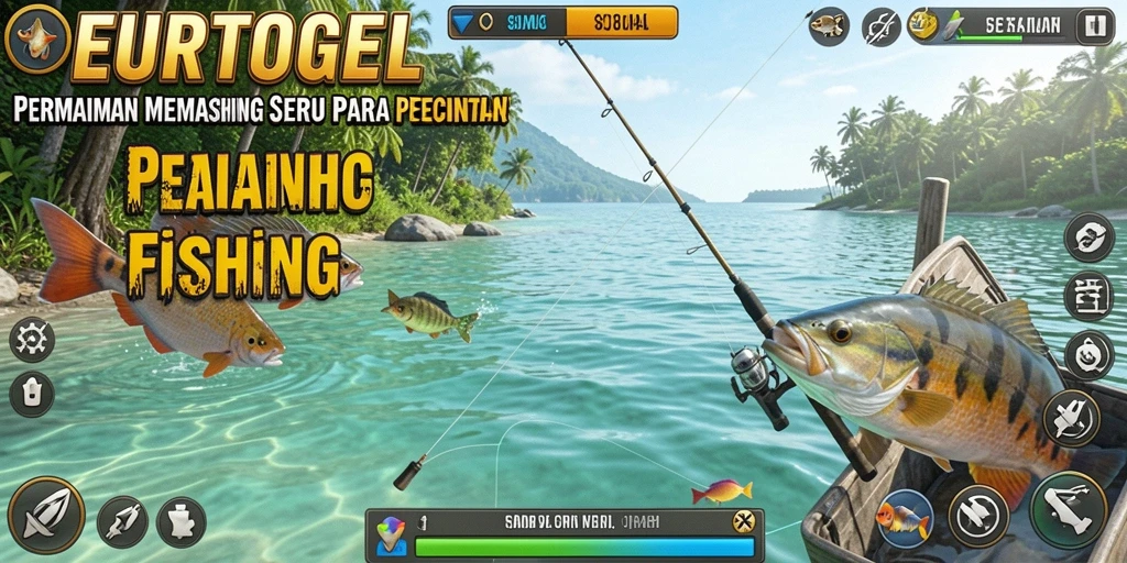 Gameplay memancing seru di EUROTOGEL dengan berbagai jenis ikan.