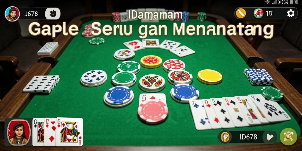 Screenshot ID678 menunjukkan gameplay Gaple yang menarik dan interaktif.