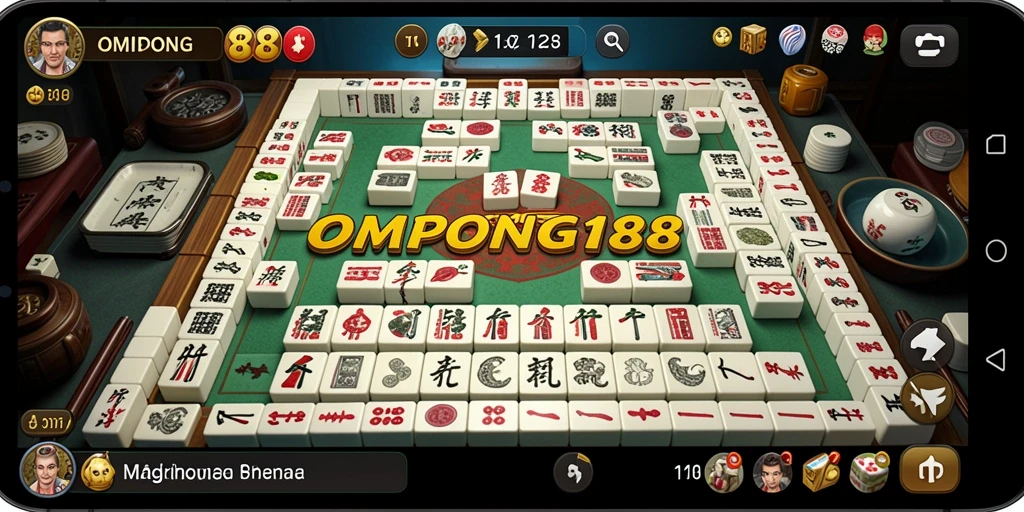 Tampilan gameplay OMPONG188 yang menarik dengan ubin Mahjong klasik.