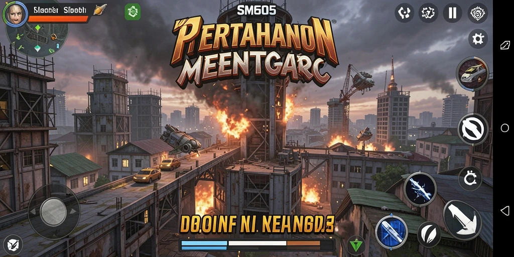 Tampilan gameplay menara yang strategis dan menegangkan dalam SM605.